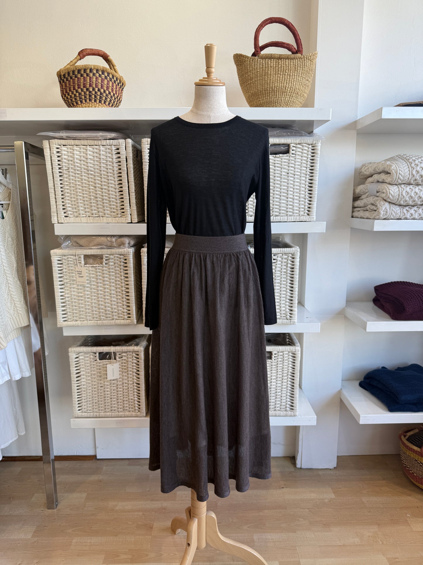 The Grace Skirt – Cashmere & Silk Brown