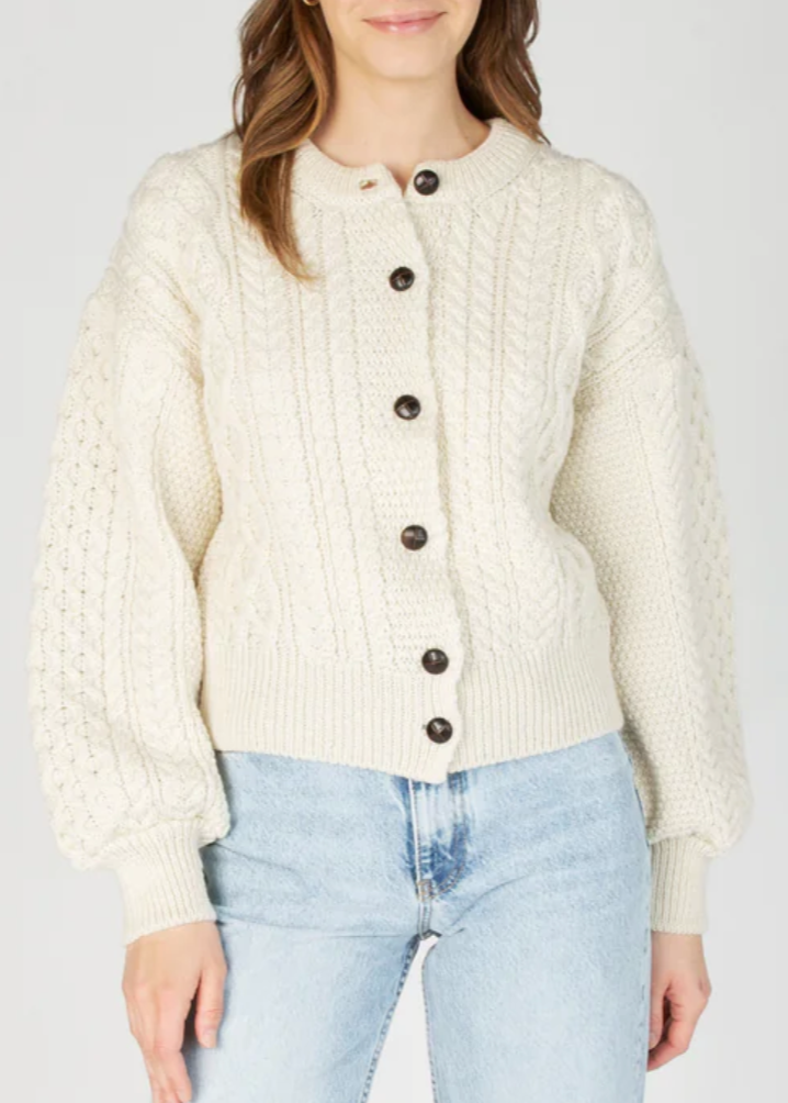 Women's Cream Cable Knit Cardigan