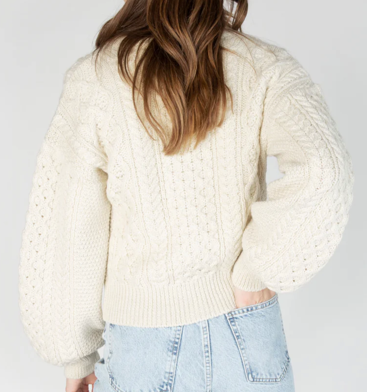 Women's Cream Cable Knit Cardigan