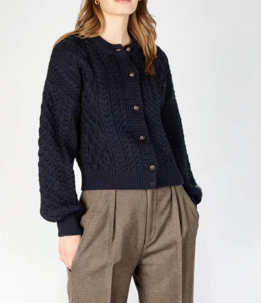 Women's Cream Cable Knit Cardigan