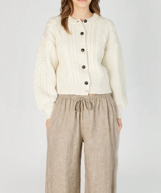 Women's Cream Cable Knit Cardigan